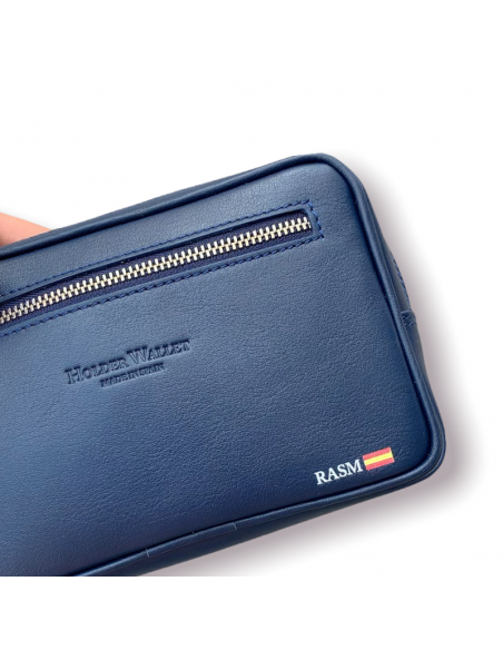 NAVY BLUE LEATHER POUCH ( LEATHER TOILET BAG)