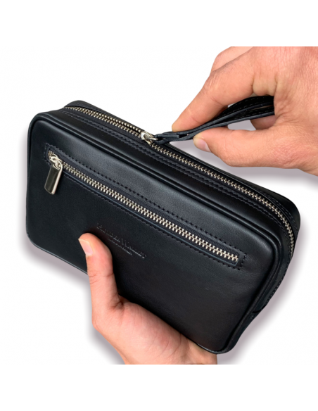 POUCH DE PIEL NEGRO ( NECESER PIEL)