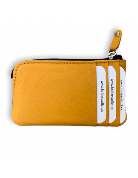 ZIPPERED CARD HOLDER PURSE (MUSTARD)