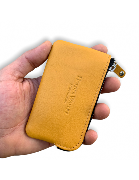 ZIPPERED CARD HOLDER PURSE (MUSTARD)