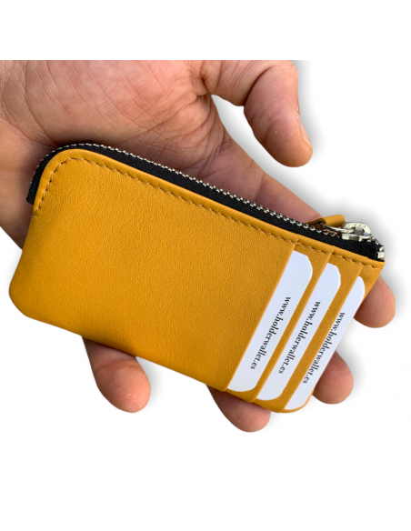 ZIPPERED CARD HOLDER PURSE (MUSTARD)