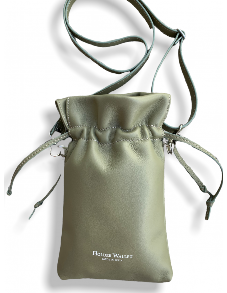 MINI SACO BANDOLERA VERDE AGUA 100% PIEL