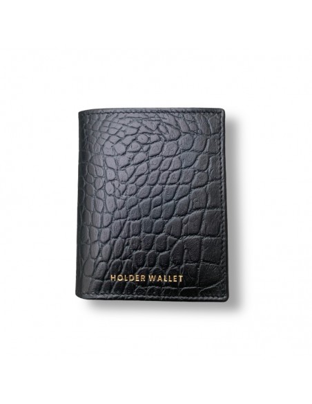 CARTERA SKINNY SUPER DELGADA COCO NEGRO 100% PIEL