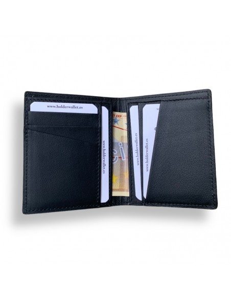 CARTERA SKINNY SUPER DELGADA COCO NEGRO 100% PIEL