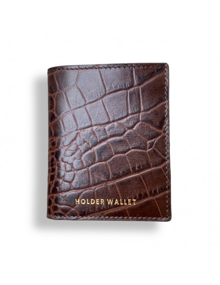 CARTERA SKINNY SUPER DELGADA COCO MARRÓN 100% PIEL