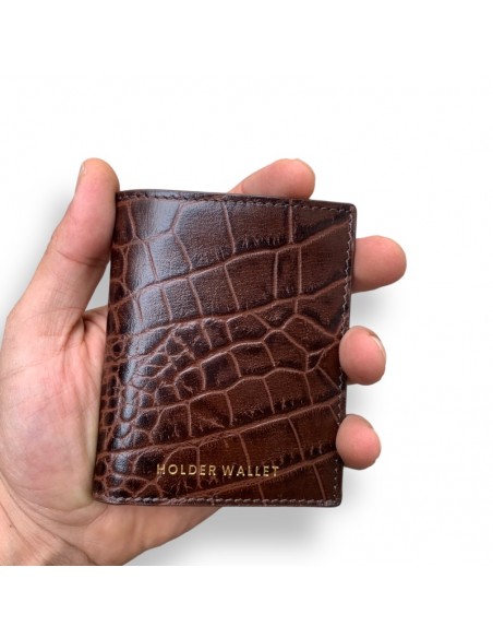 CARTERA SKINNY SUPER DELGADA COCO MARRÓN 100% PIEL