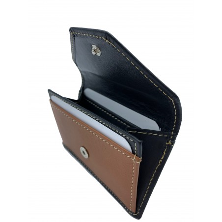COIN POCKET  PIEL  (negro y cuero )