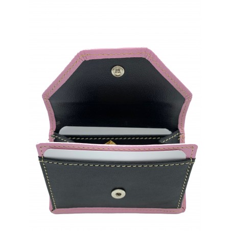 COIN POCKET LEATHER (pink and black)