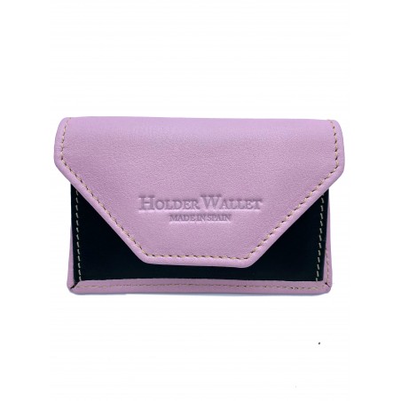 COIN POCKET PIEL (rosa y negro)