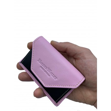 COIN POCKET LEATHER (pink and black)