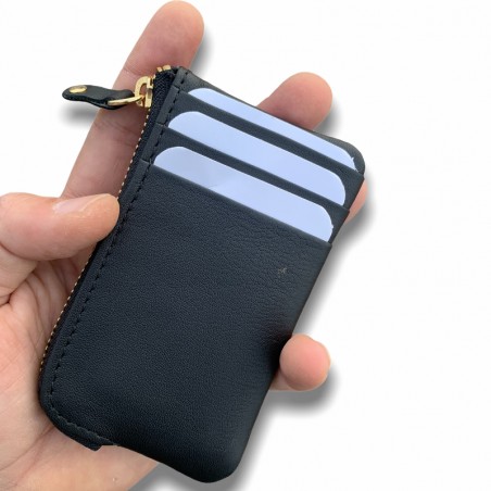 ZIPPERED CARD HOLDER WALLET (BLACK)