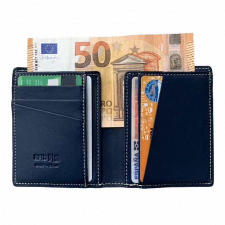 SKINNY WALLET 100% PIEL (NAVY BLUE)