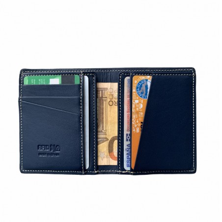 CARTERA SKINNY 100% PIEL ( AZUL MARINO)