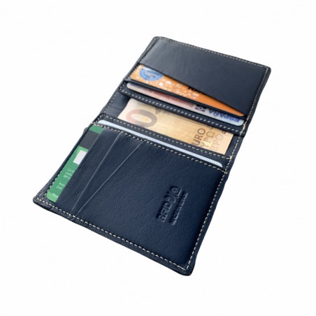 SKINNY WALLET 100% PIEL (NAVY BLUE)