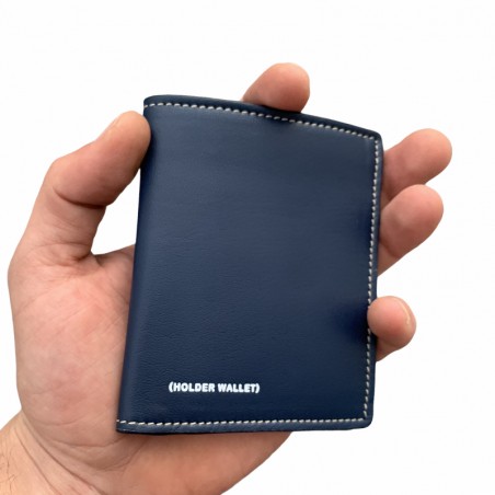 SKINNY WALLET 100% PIEL (NAVY BLUE)