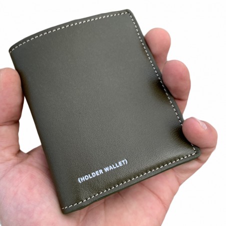 CARTERA SKINNY 100% PIEL (VERDE MILITAR)