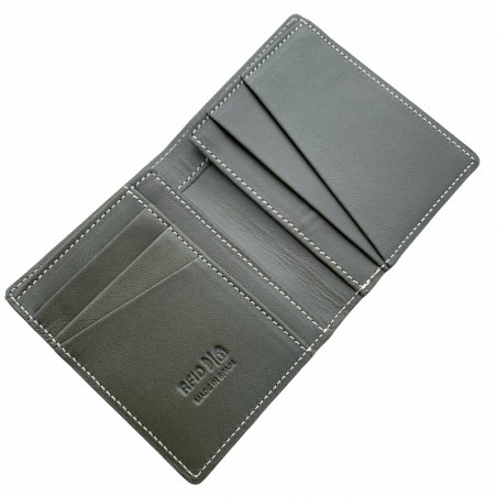 CARTERA SKINNY 100% PIEL (VERDE MILITAR)