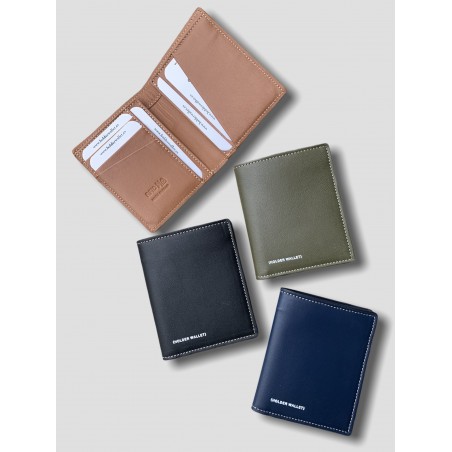 CARTERA SKINNY 100% PIEL (VERDE MILITAR)