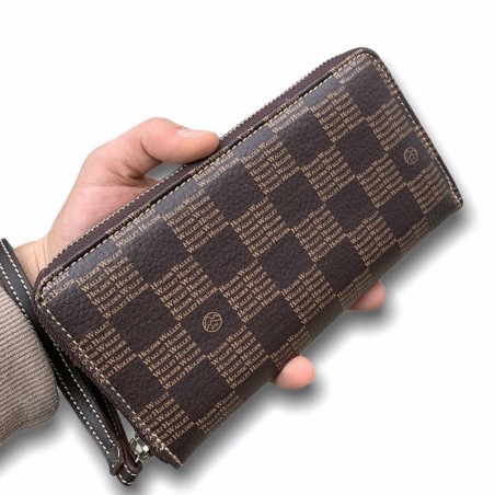 BILLETERO GRANDE MARRÓN AJEDREZ