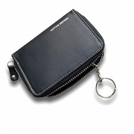 TARJETERO LLAVERO 100% PIEL NEGRO