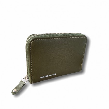 TARJETERO LLAVERO 100% PIEL VERDE MILITAR
