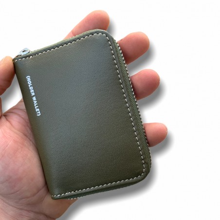 TARJETERO LLAVERO 100% PIEL VERDE MILITAR