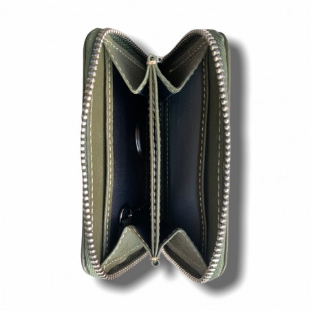 TARJETERO LLAVERO 100% PIEL VERDE MILITAR