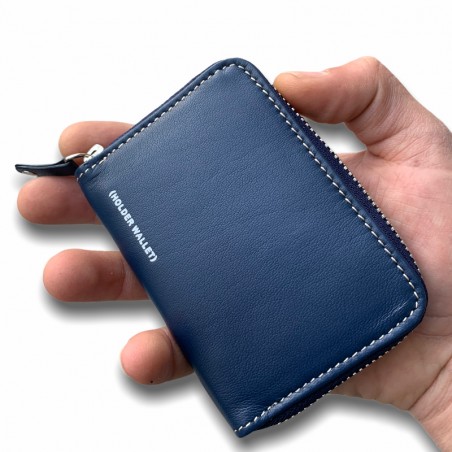 TARJETERO LLAVERO 100%PIEL AZUL MARINO