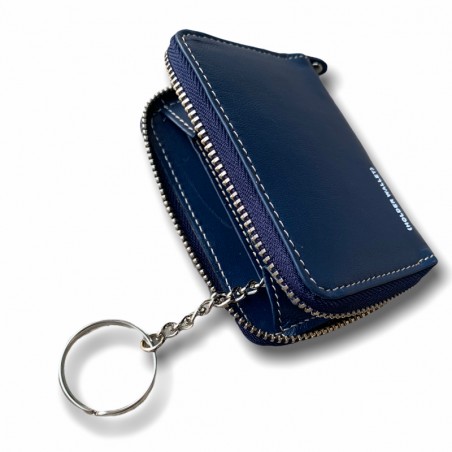 TARJETERO LLAVERO 100%PIEL AZUL MARINO