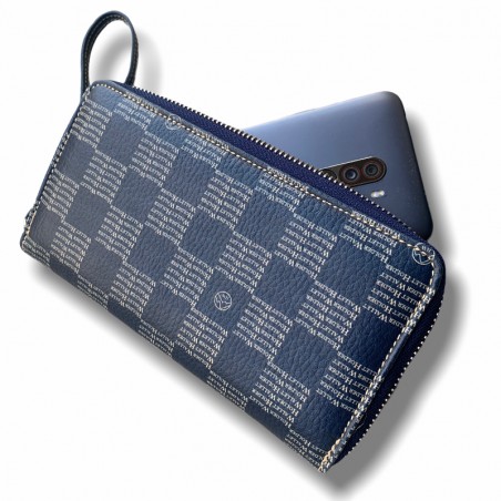 BILLETERO GRANDE AJEDREZ AZUL