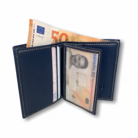 CARTERA VERTICAL ZIPPER CLASIC (AZUL MARINO)