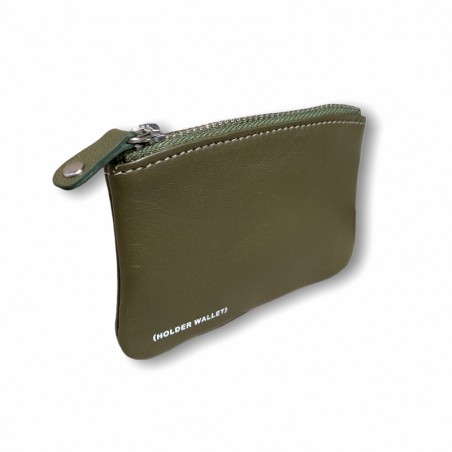 MONEDERO GYM 100% PIEL (VERDE MILITAR)