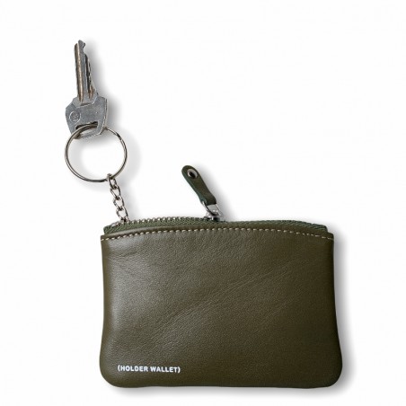 MONEDERO GYM 100% PIEL (VERDE MILITAR)