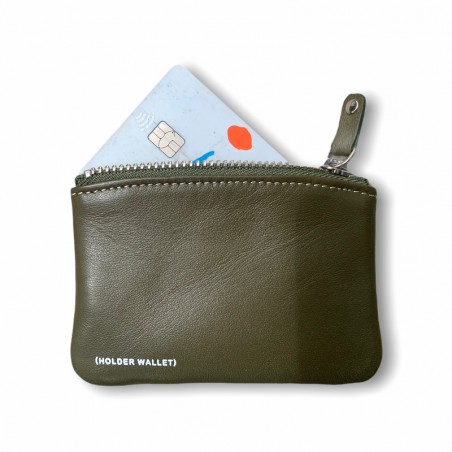 MONEDERO GYM 100% PIEL (VERDE MILITAR)