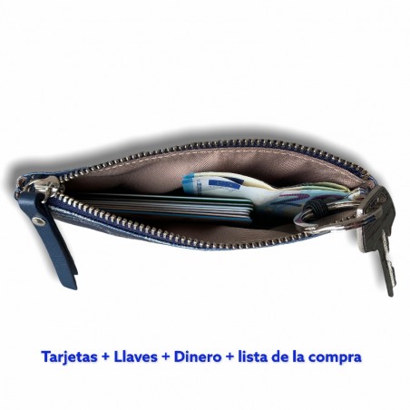 Monedero Shopping ajedrez (azul)